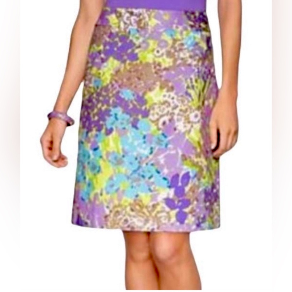Talbots‎ Purple and Green High Low A-Line Skirt